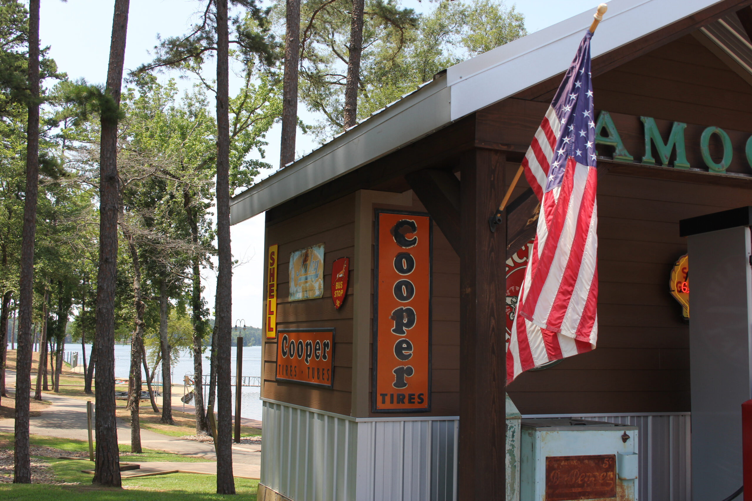 Whitehouse, TX - June 22, 2023: Old Gas Station at the Boulders on Lake Tyler in Whitehouse Texas